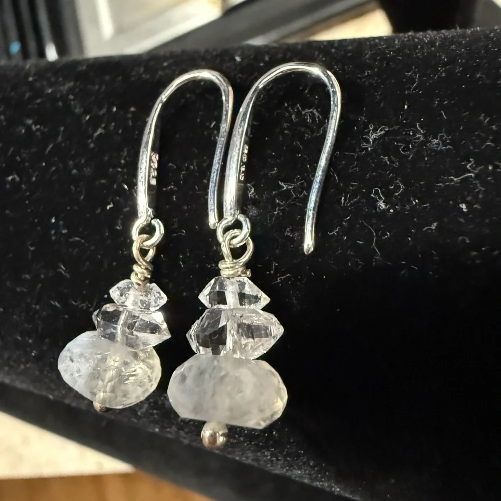 Chic Silver and Crystal Drop Earrings